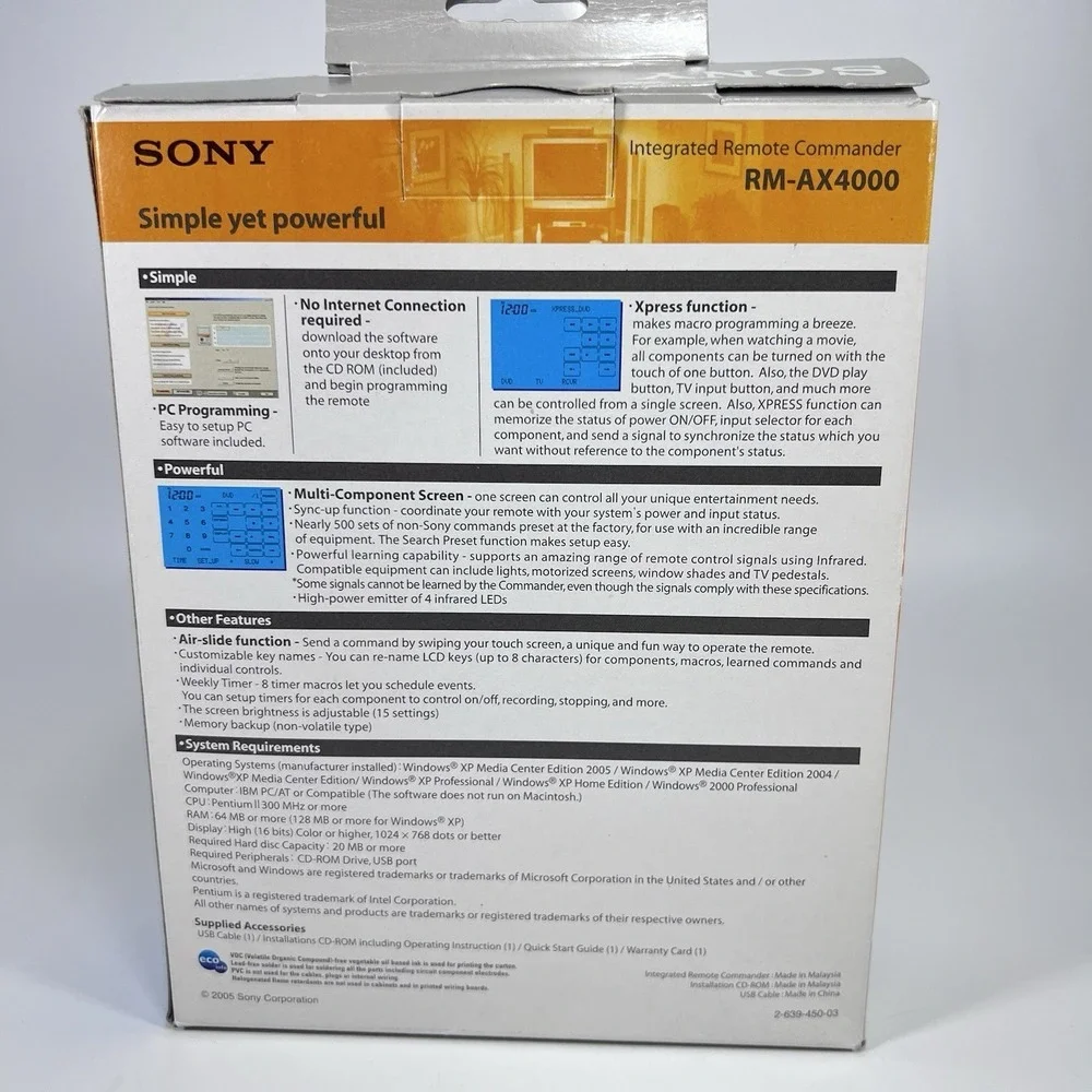 Sony RM-AX4000 Integrated Remote Commander Touchscreen Remote. Used, Pro Tested